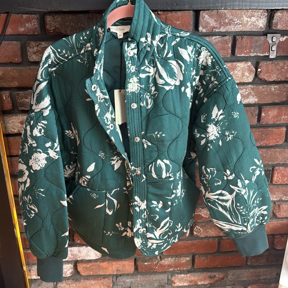 Teal Floral Bomber - Picture 6 of 9